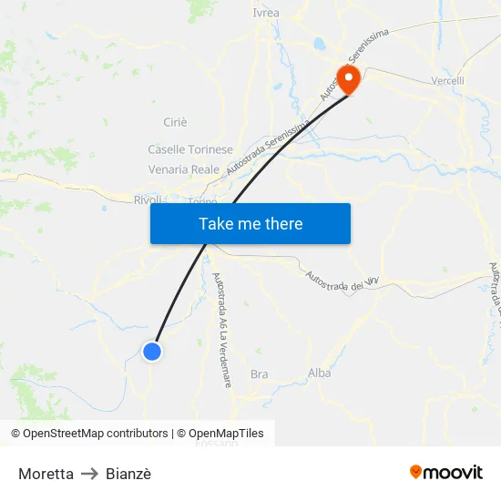 Moretta to Bianzè map
