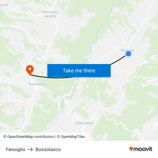 Feisoglio to Bossolasco map