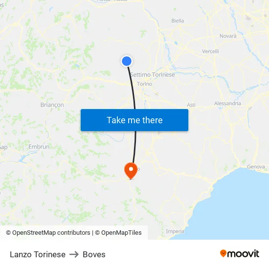 Lanzo Torinese to Boves map