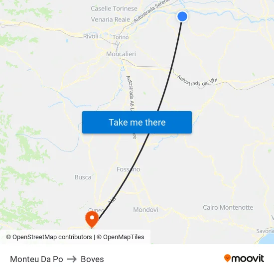 Monteu Da Po to Boves map
