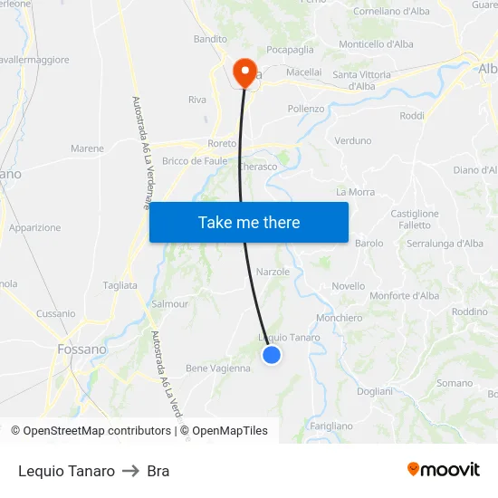 Lequio Tanaro to Bra map