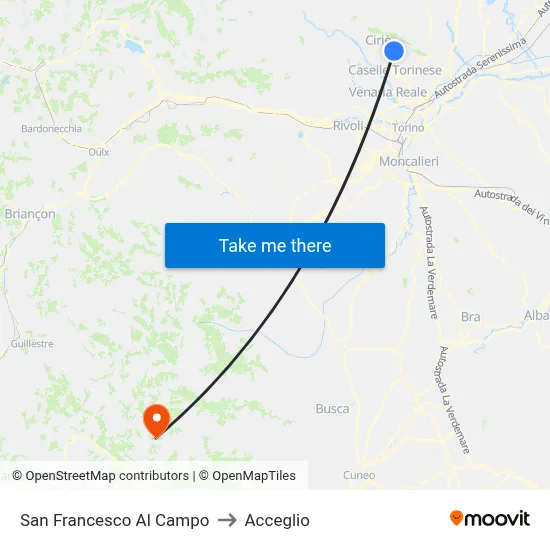 San Francesco Al Campo to Acceglio map