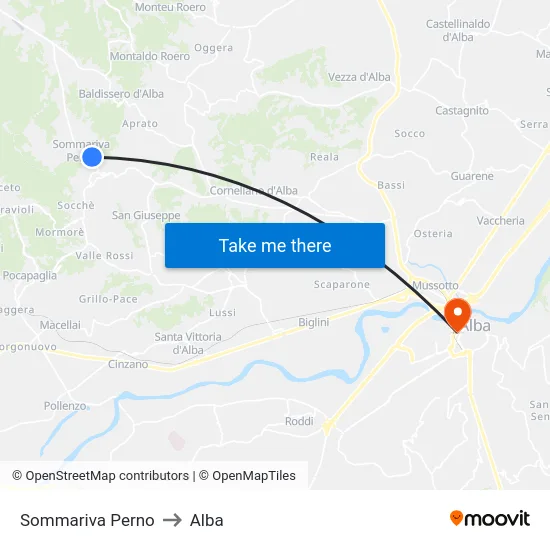 Sommariva Perno to Alba map