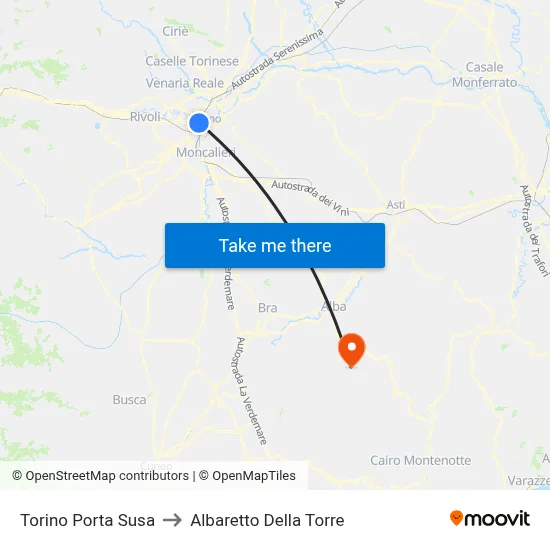 Turin Porta Susa to Albaretto Della Torre map