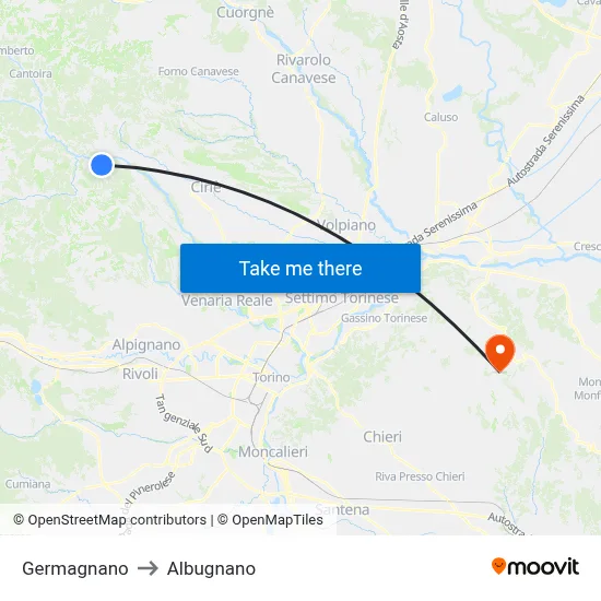 Germagnano to Albugnano map