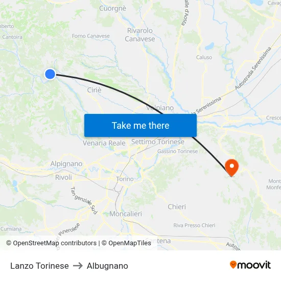 Lanzo Torinese to Albugnano map
