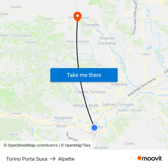 Turin Porta Susa to Alpette map