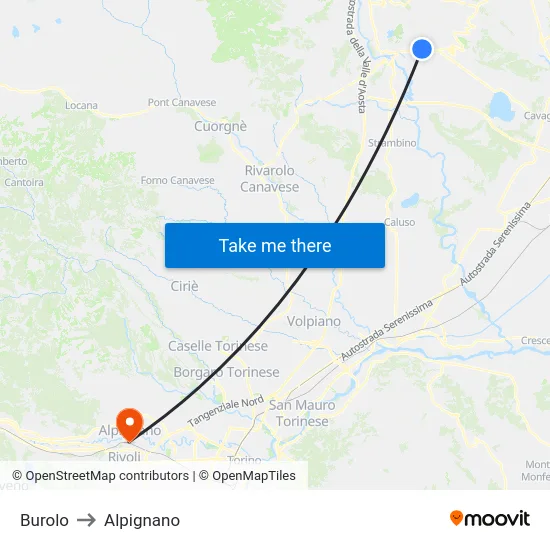 Burolo to Alpignano map