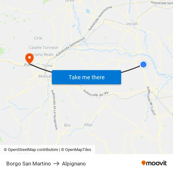 Borgo San Martino to Alpignano map