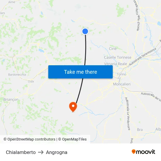 Chialamberto to Angrogna map
