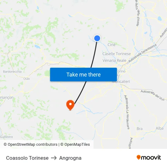 Coassolo Torinese to Angrogna map