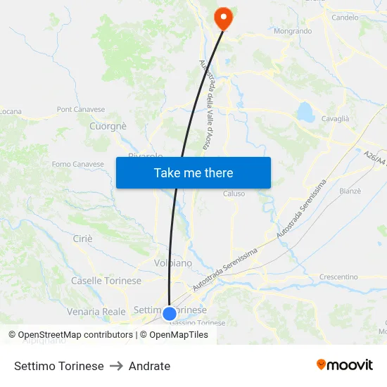 Settimo Torinese to Andrate map