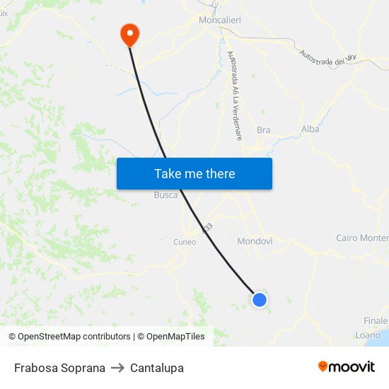 Frabosa Soprana to Cantalupa map