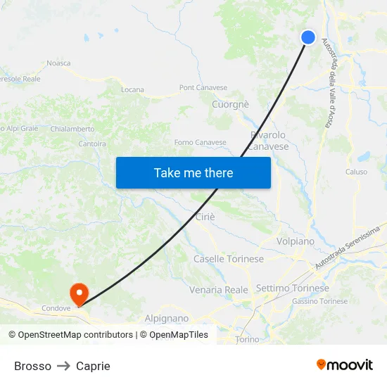Brosso to Caprie map