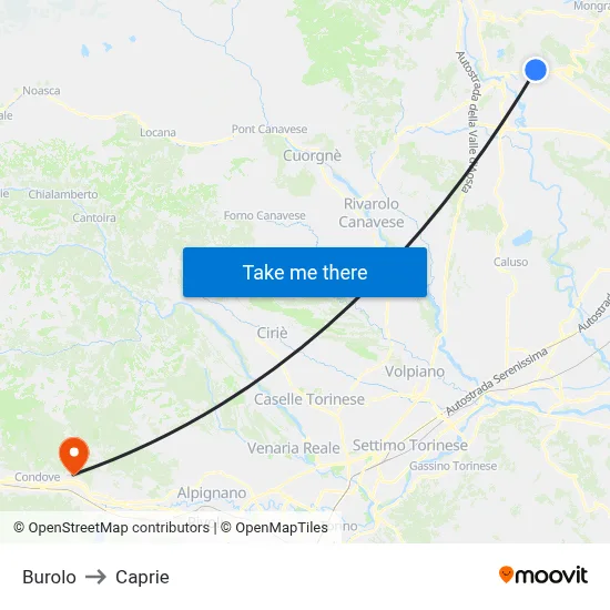 Burolo to Caprie map