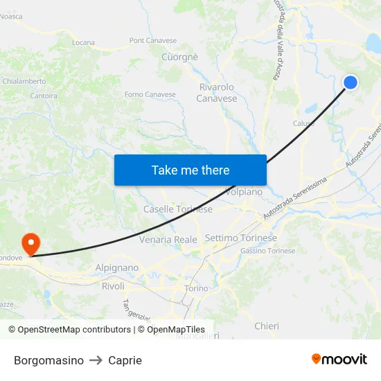 Borgomasino to Caprie map