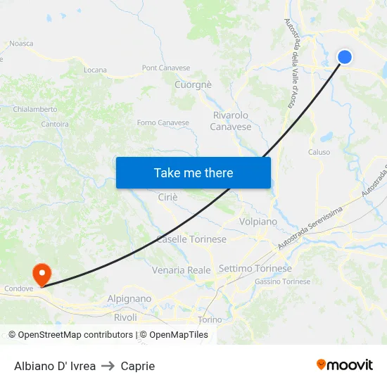 Albiano d'Ivrea to Caprie map