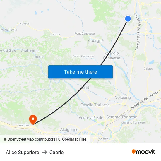 Alice Superiore to Caprie map