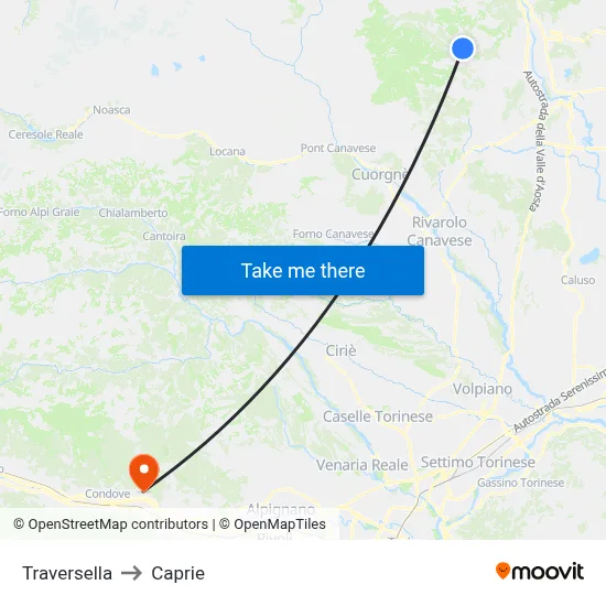 Traversella to Caprie map