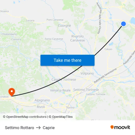 Settimo Rottaro to Caprie map