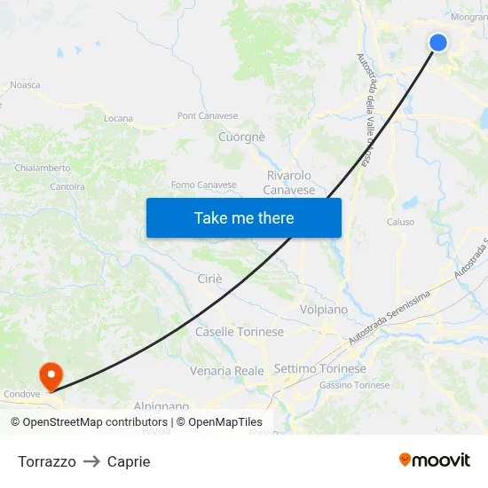 Torrazzo to Caprie map
