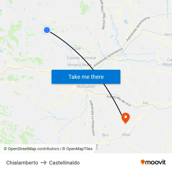 Chialamberto to Castellinaldo map