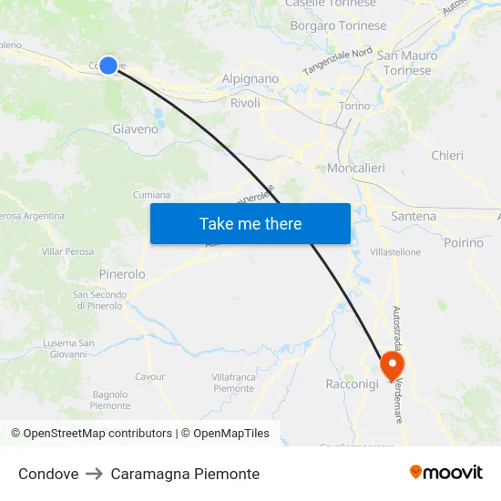 Condove to Caramagna Piemonte map