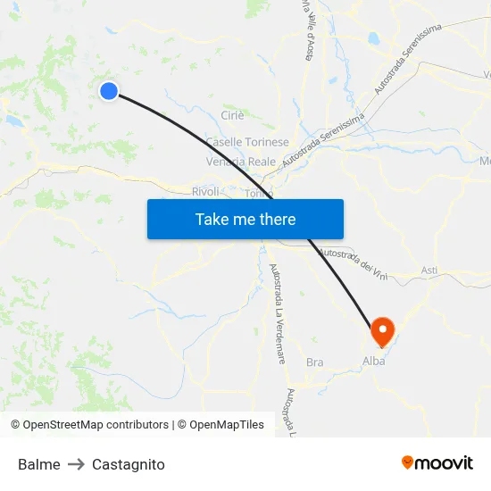 Balme to Castagnito map