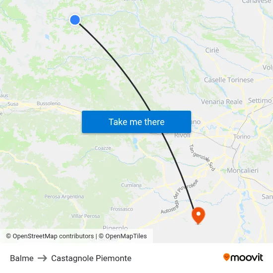 Balme to Castagnole Piemonte map