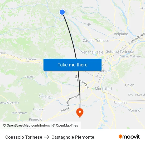 Coassolo Torinese to Castagnole Piemonte map