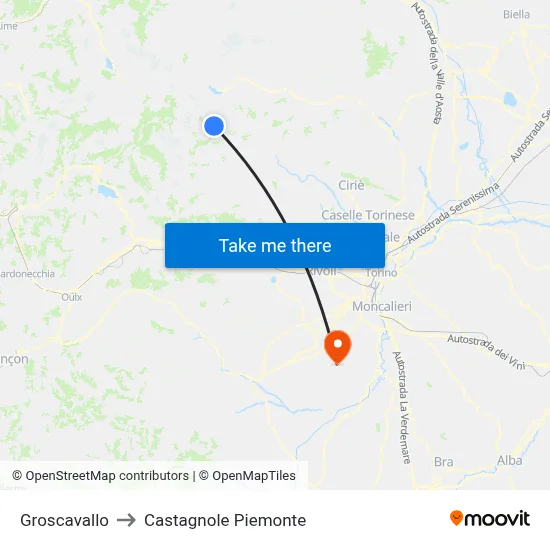Groscavallo to Castagnole Piemonte map