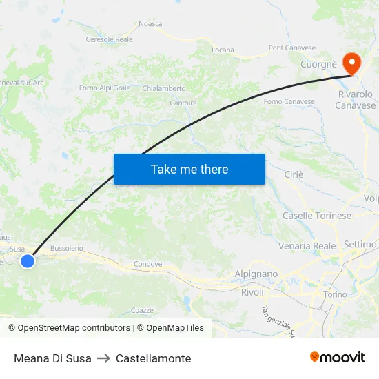 Meana Di Susa to Castellamonte map