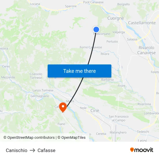 Canischio to Cafasse map