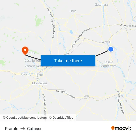Prarolo to Cafasse map