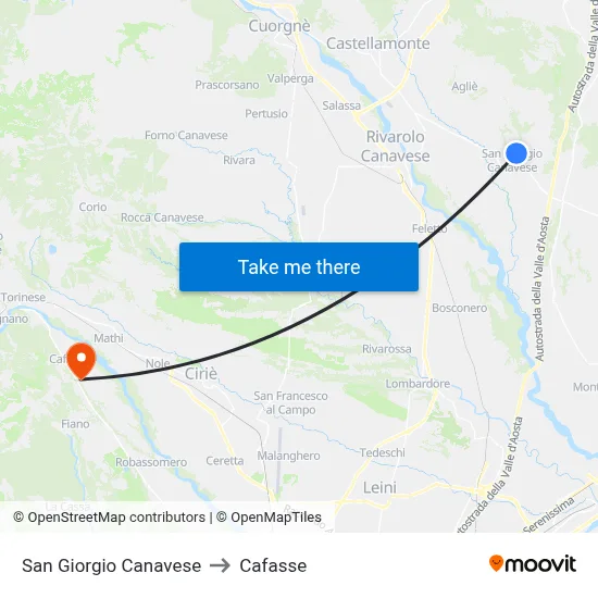 San Giorgio Canavese to Cafasse map
