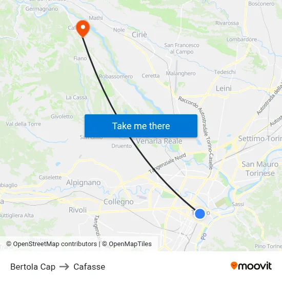 Bertola Terminal to Cafasse map