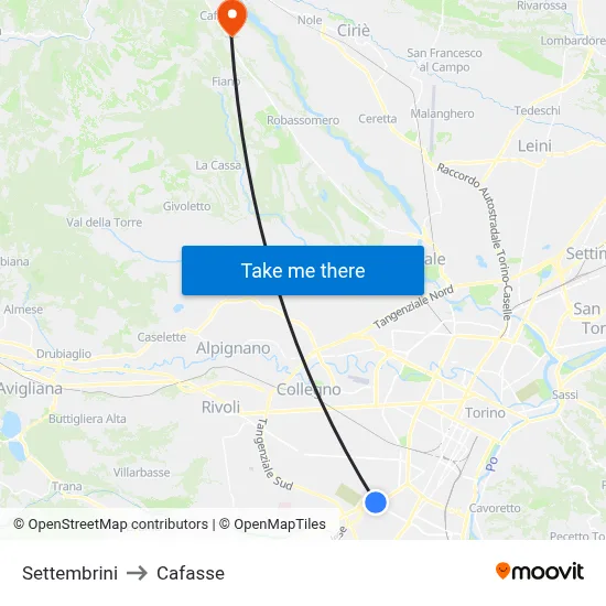Settembrini to Cafasse map