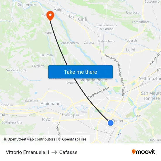 Vittorio Emanuele II to Cafasse map