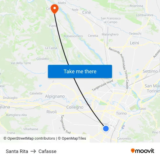Santa Rita to Cafasse map