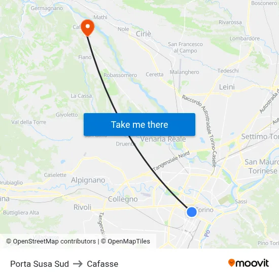 South Porta Susa to Cafasse map