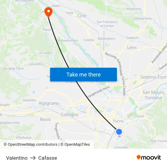 Valentino to Cafasse map