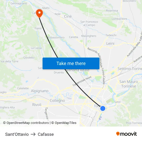 Sant'Ottavio to Cafasse map