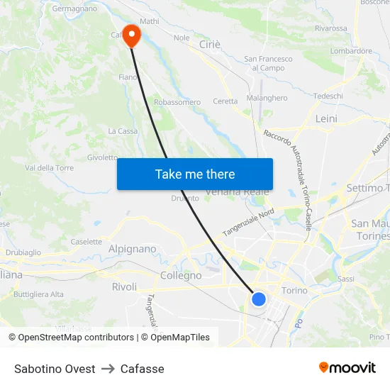 West Sabotino to Cafasse map
