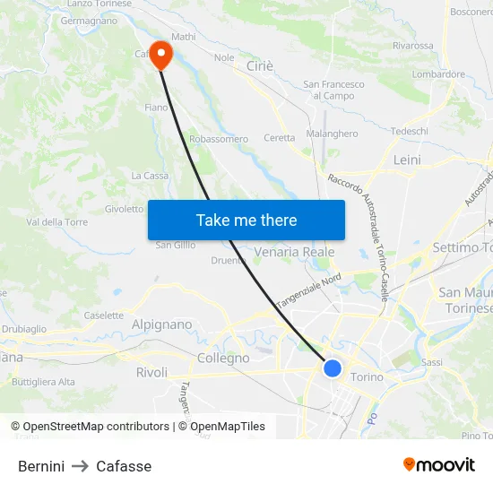 Bernini to Cafasse map