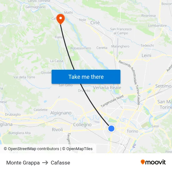 Mount Grappa to Cafasse map