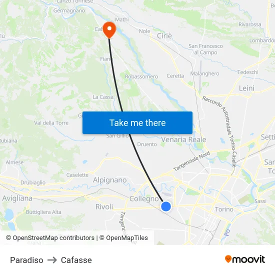 Paradiso to Cafasse map
