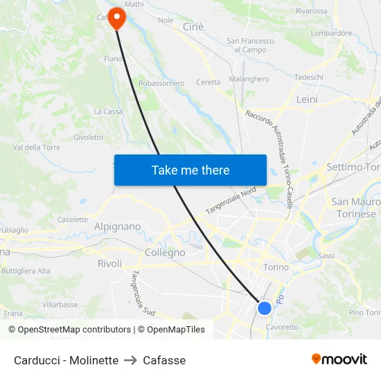 Carducci - Molinette to Cafasse map