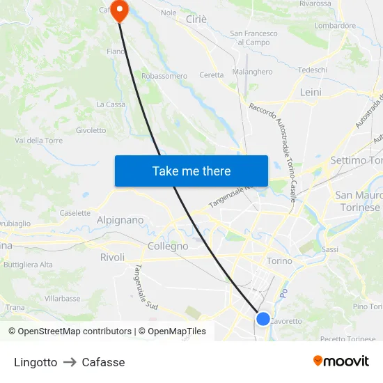 Lingotto to Cafasse map