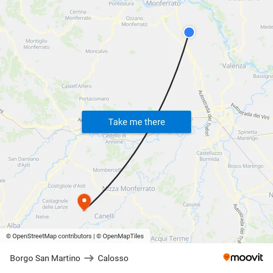 Borgo San Martino to Calosso map