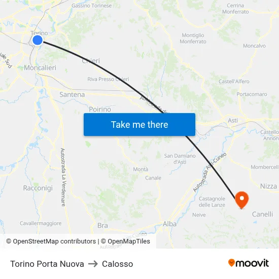 Turin Porta Nuova to Calosso map